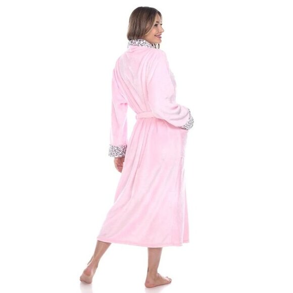 NWT PINK & GRAY SUPER SOFT PLUSH LEOPARD PRINT LOUNGE SPA ROBE - 2XL/3XL - Picture 5 of 7